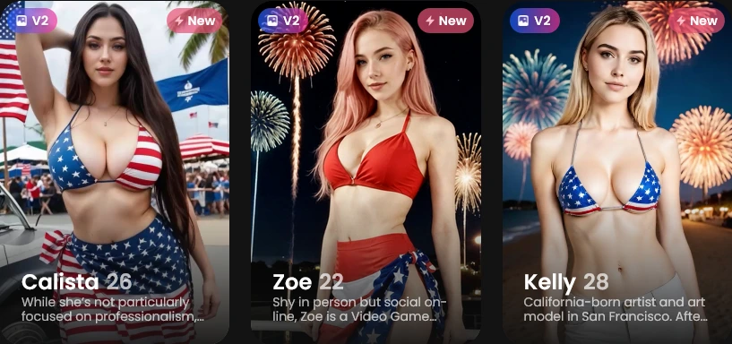 Candy AI interface showing AI companion selection