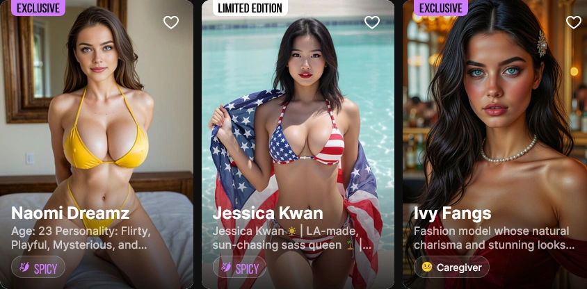 Lovescape AI interface showing NSFW image capabilities