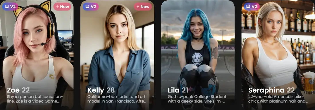 Candy AI's selection of ready-made AI girlfriends