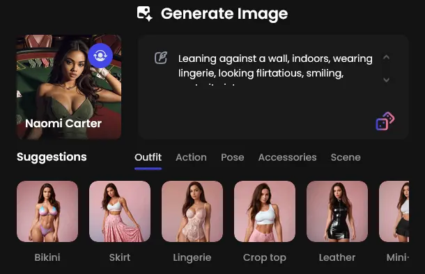 Candy AI's image generation interface