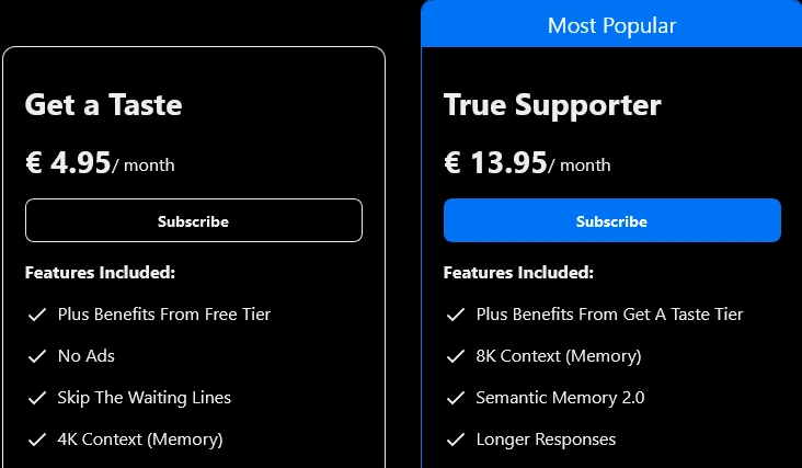 SpicyChat AI pricing plans