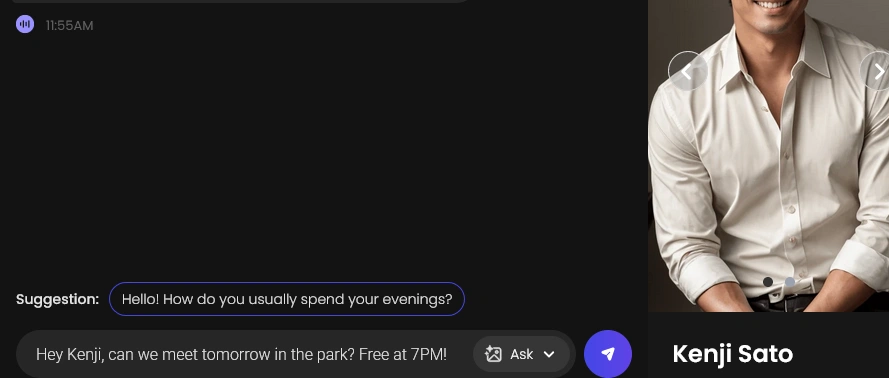 AI boyfriend Kenji Sato character profile