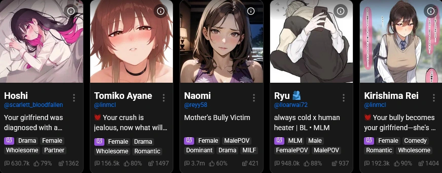 Spicy Chat AI user interface and chat creation