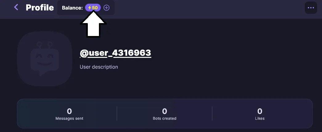 Botify AI Energy tokens system for new users