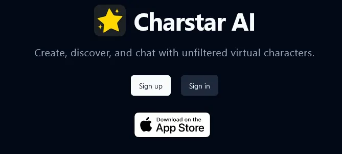 Charstar AI registration interface showing sign-up process