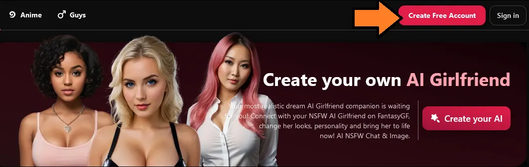 Creating an account on FantasyGF