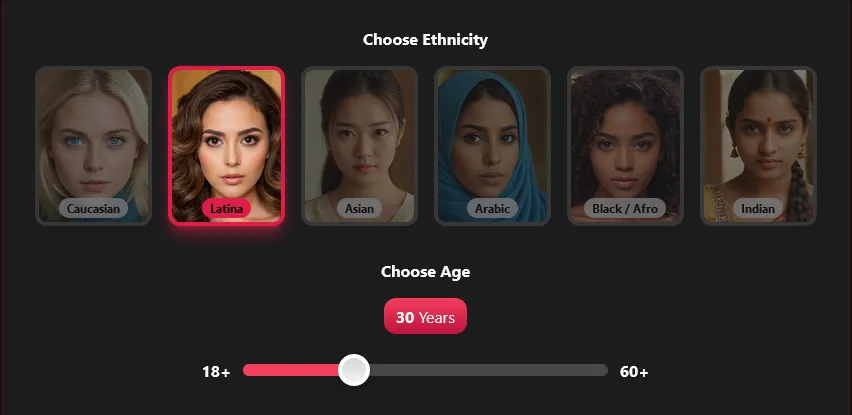 FantasyGF's AI character generator