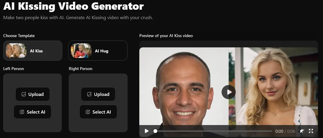 FantasyGF's AI Kissing Video Generator