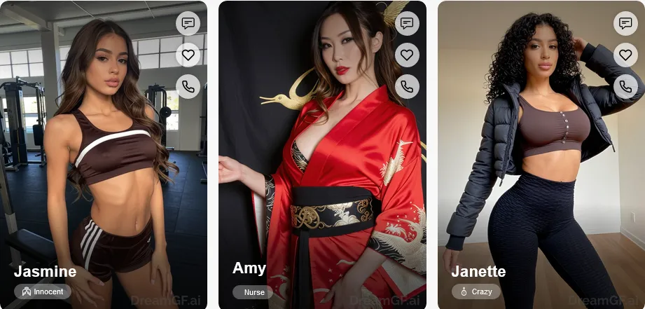 DreamGF AI characters