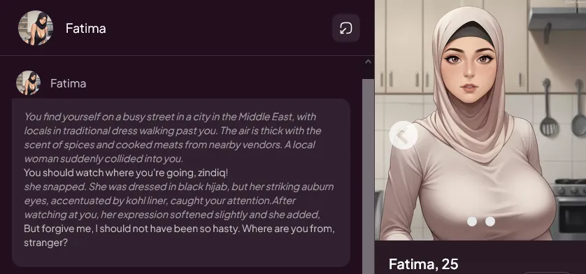 Fatima, a great example of Dream Companion's character uniqueness.