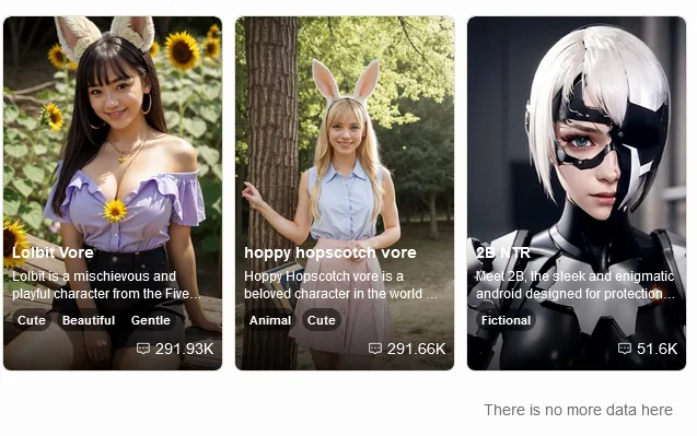 Three of NSFWChat AI's non-binary characters.