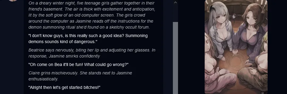 An Unholy Party, one of our favorite NSFWGPT AI's chats.