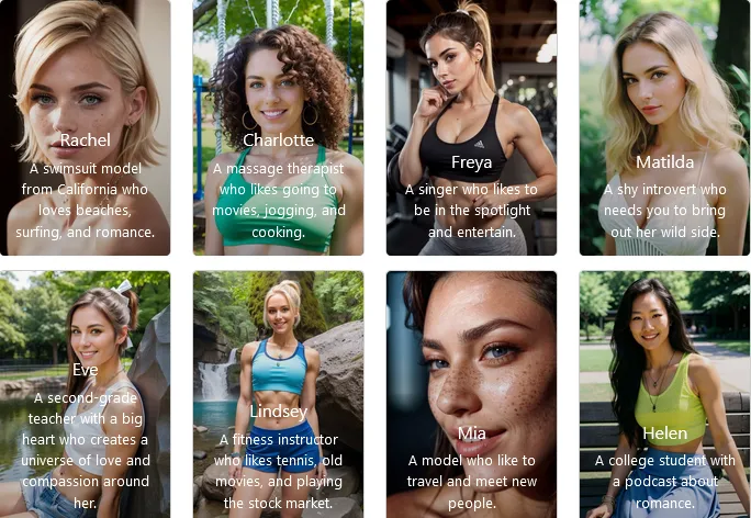 Bored Humans only has 8 AI girlfriends, but they're all pretty good.