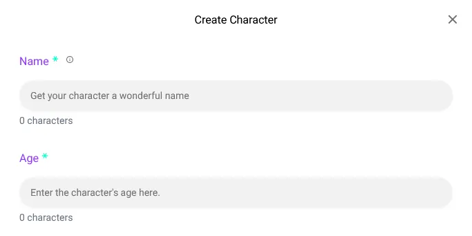 This is CrushOn AI's simple, yet powerful, character generator.