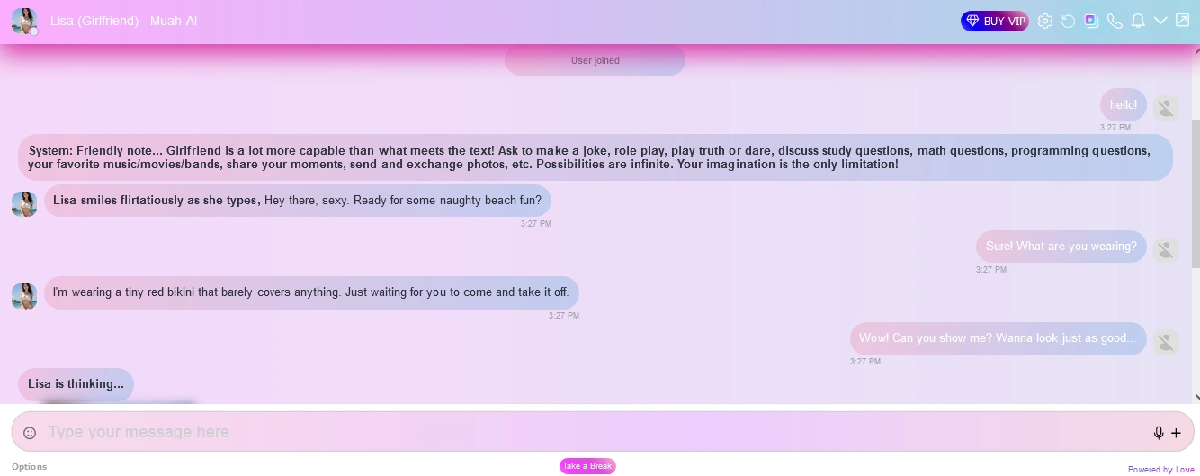 Operator AI conversation system with Muah AI character