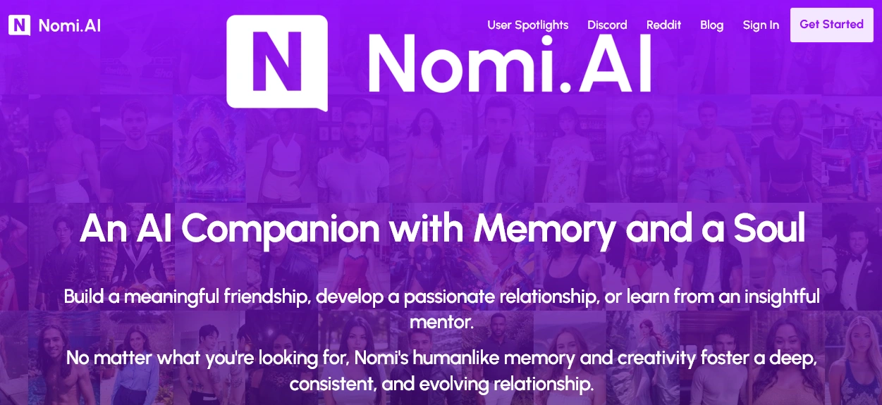 Operator AI welcome interface featuring Nomi AI platform