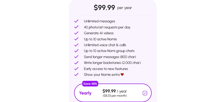 Operator AI premium features in Nomi AI subscription plans