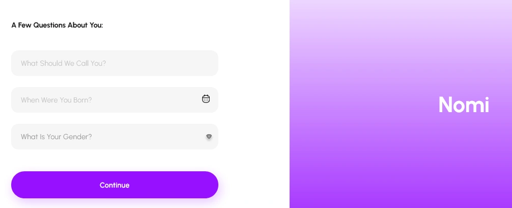 Operator AI personalization in Nomi AI basic info setup
