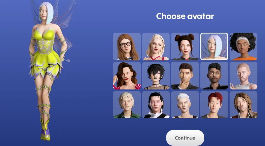 Replika AI character customization showing appearance options